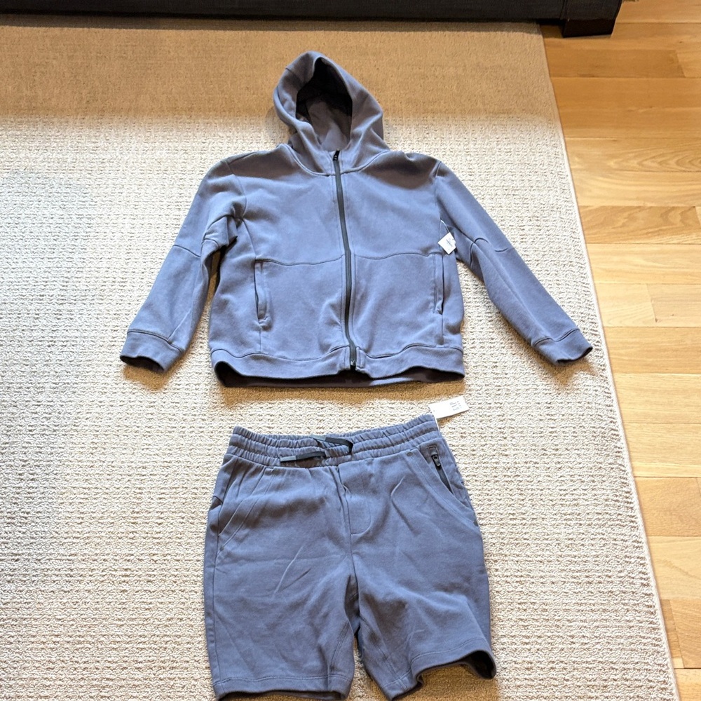 NWT GAP Kids Gray/Blue Hoodie & Shorts Matching Set